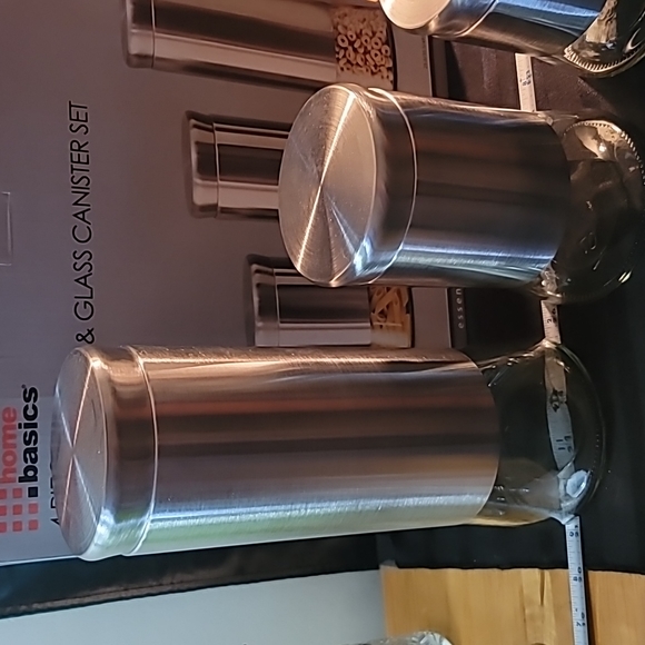 NWT 3 piece glass and stainless steel container set 3 sizes screw tops homebasic - Picture 9 of 13
